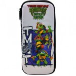 Trousse 2 compartiments tortues ninja mutant 23 cm blanc / vert / noir