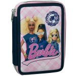 Trousse barbie garnie 2 compartiments zipp�s 18 cm bleu / rose / blanc