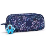 Trousse � crayons nylon kipling 3 zips 32 emplacements bleu / rose