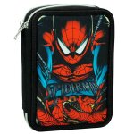 Trousse �quip�e spiderman shadow double compartiment 20 cm noir / rouge / bleu