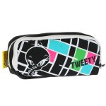Trousse fille 2 compartiments titi motif quadrillage 23 cm noir / multicolore / blanc