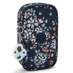 Trousse fille kipling tissu synth�tique imprim� flower field bleu / noir / blanc / rose