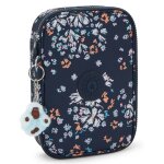 Trousse fille rectangulaire kipling 100 pens flower field 21 cm - grande capacit� noir / blanc / bleu ...