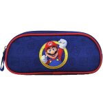 Trousse gar�on rectangulaire super mario en textile imprim� officiel bleu marine