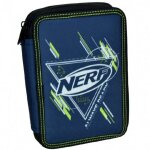 Trousse gar�on zipp�e double compartiment nerf always ready 20 cm bleu / vert / blanc