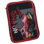 Trousse gar�on zipp�e garnie hot wheels motif voiture de course 18 cm noir / rouge / gris