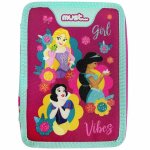 Trousse garnie double compartiment textile disney princess vibes 21 cm rose / vert