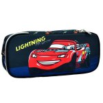 Trousse gim cars lightning en textile 2 compartiments noir / bleu