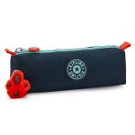 Trousse nylon lisse avec porte - cl� singe bleu marine / turquoise