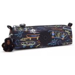 Trousse nylon lisse avec porte - cl� singe noir / bleu