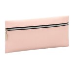 Trousse plate simili cuir 22 cm rose