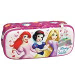 Trousse rectangulaire disney princess 2 compartiments zipp�s 23 cm bleu / magenta / gris