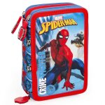 Trousse remplie � 3 compartiments zipp�s spider - man 20 cm noir / bleu / marine / bleu