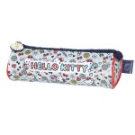 Trousse ronde hello kitty kiss 22 cm avec zip et sangle blanc / bleu / marine / blanc