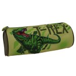 Trousse ronde t - rex en tissu synth�tique bleu / vert / clair / bleu