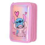 Trousse scolaire fille lilo & stitch 3 compartiments multicolore