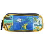 Trousse scolaire rectangulaire phileas dinosaure bleu