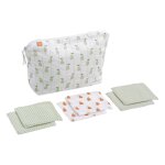 Trousse de toilette et carrs ponge en coton - botanica vert tilleul