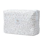 Trousse de toilette coton bio fleurs beiges