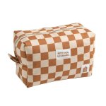 Trousse de toilette en coton imprim damier - petit chou caramel