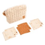 Trousse de toilette en double gaze de coton et carr�s �ponge - orsino beige