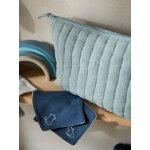 Trousse de toilette en gaze de coton bleu gris�
