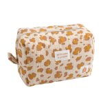 Trousse de toilette en gaze de coton imprim lopard - leopard ecru / rose
