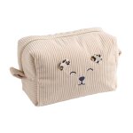 Trousse de toilette en velours c�tel� - leopard ecru