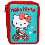Trousse zipp�e 2 compartiments hello kitty v�lo 20 cm bleu turquoise