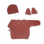 Trousseau naissance bb en maille terracotta