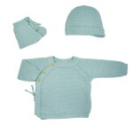 Trousseau naissance bb en maille vert