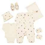 Trousseau naissance ours moka - ensemble naissance 6 pi�ces crudo