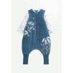 Turbulette d'hiver en velours avec pieds retroussables et manches amovibles bianca bleu