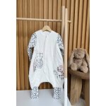 Turbulette tog 2 en velours avec pieds retroussables et manches amovibles c�leste ecru