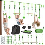 Tyrolienne enfant 10m max. 50kg - kit complet - nombreux accessoires - vert vert