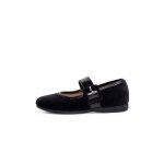 Velours chaussures babies large bracelet en cuir verni noir