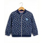 Veste 100% coton fille imprime fond indigo