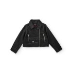 Veste biker pour fille en simili cuir avec fermetures clair noir