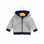 Veste � capuche b�b� gar�on fond naturel raye indigo