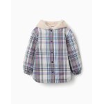 Veste � carreaux avec doublure en peluche douce synth�tique bleu
