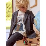 Veste  carreaux en lainage garon avec badge brod carreaux gris