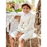 Veste de crmonie garon en coton / lin beige clair