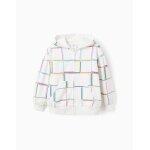 Veste en coton avec capuche et motif color� beige clair