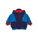 Veste coupe - vent pour garon  blocs de couleur avec capuche bleu