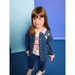 Veste denim fille col velours bleu moyen