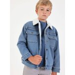 Veste denim maille gar�on avec col molleton bleu