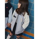 Veste fille bombers bi - mati�re drap de laine manches sherpa gris chin�