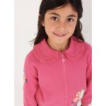 Veste fille en molleton imprim� fleurs violet