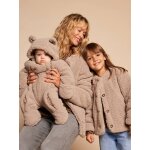 Veste fille sherpa doublée léopard collection capsule mère - fille taupe Veste fille sherpa doublée léopard collection capsule mère - fille taupe
