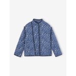 Veste  fleurs matelasse double sherpa fille bleu imprim